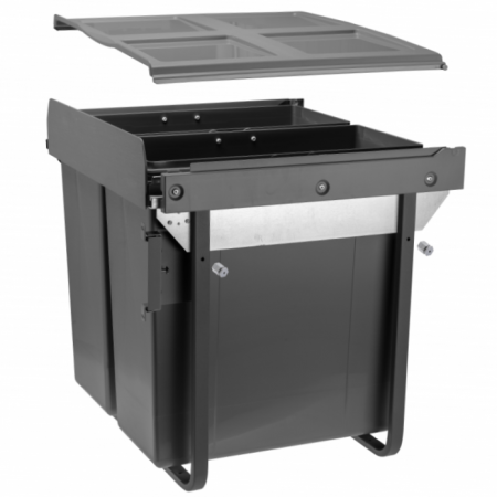 Cosuri de gunoi - Cos de gunoi cu montaj pe front, Practi Eco incorporabil cu 2 compartimente x 34 L, pentru corp de 600 mm, gri antracit