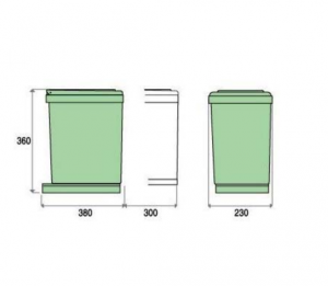 Cos de gunoi CR Davis cu un recipient 16 L pentru corp de 300 mm latime [2]