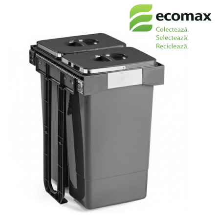 Cos de gunoi Free Jazz 40 incorporabil, colectare selectiva, 2 compartimente x 26 litri [2]