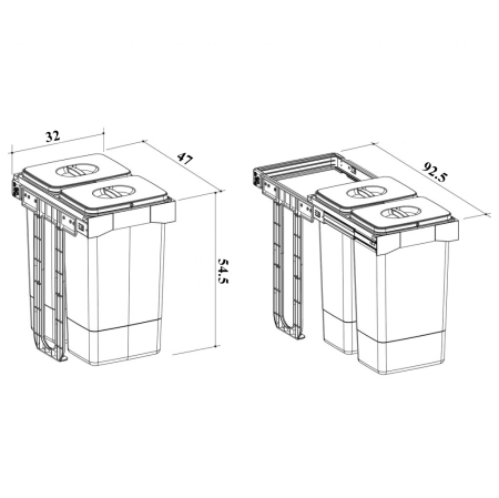 Cos de gunoi Free Jazz 40 incorporabil, colectare selectiva, 2 compartimente x 26 litri [1]