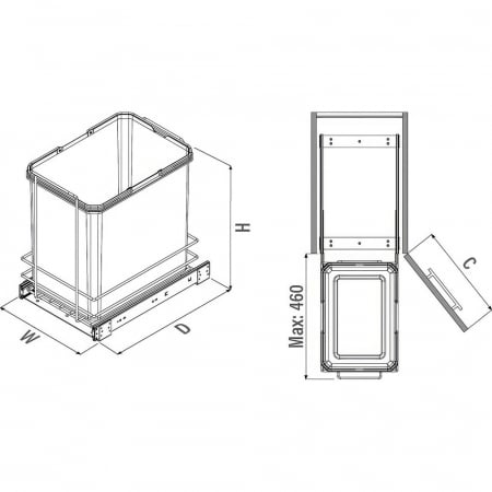 Cos de gunoi glisant S2580, cu un compartiment de 35 litri [3]