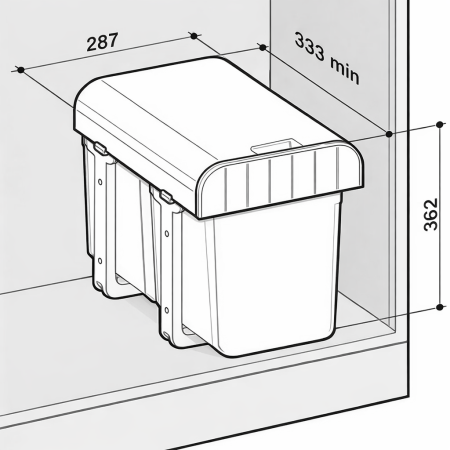 Cos de gunoi incorporabil Aladin Black Bio cu un compartiment x 16 litri [1]