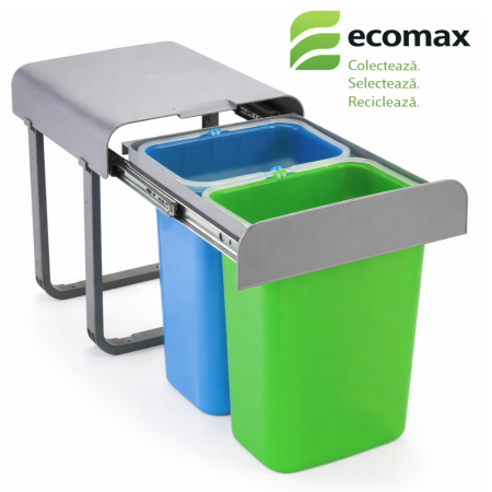 Cosuri de gunoi - Cos de gunoi incorporabil Aladin, colectare selectiva, cu doua compartimente x 8 litri