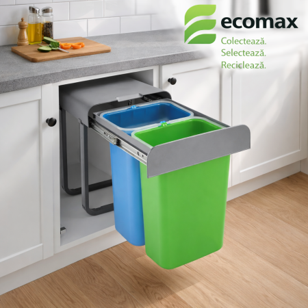 Cos de gunoi incorporabil Aladin, colectare selectiva, cu doua compartimente x 8 litri [2]