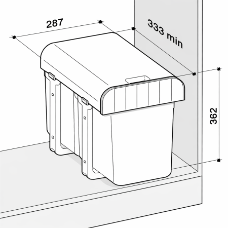 Cos de gunoi incorporabil Aladin, colectare selectiva, cu doua compartimente x 8 litri [1]