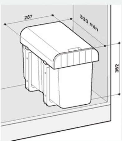 Cos de gunoi incorporabil Aladin, colectare selectiva, cu doua compartimente x 8 litri [1]