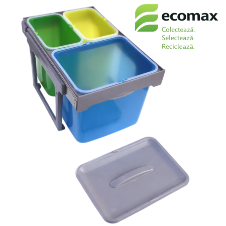 Cos de gunoi incorporabil, colectare selectiva, Ekko Easy cu 1 compartiment x 16 litri si 2x8 litri [2]