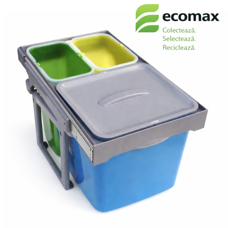 Cosuri de gunoi - Cos de gunoi incorporabil, colectare selectiva, Ekko Easy cu 1 compartiment x 16 litri si 2x8 litri