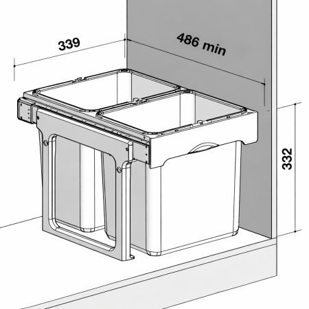 Cos de gunoi incorporabil, colectare selectiva, Ekko Easy cu 1 compartiment x 16 litri si 2x8 litri [3]