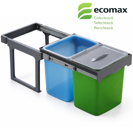 Cos de gunoi incorporabil, colectare selectiva, Ekko Easy cu 2 compartimente x 16 litri [0]