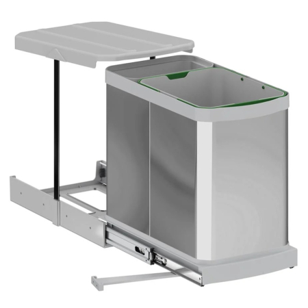 Coșuri de gunoi - Coș gunoi încorporabil Starax S-2395-G – 16 l + 1 l, crom, cu extragere automată