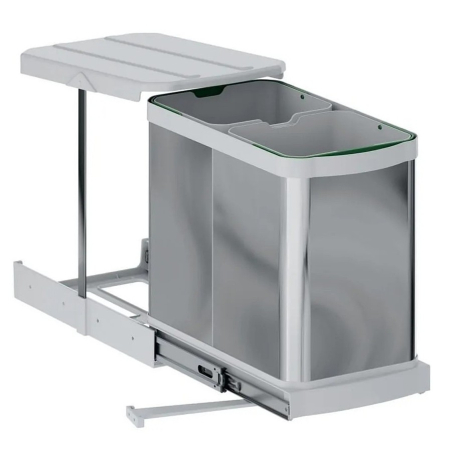 Coșuri de gunoi - Coș gunoi încorporabil Starax S-2396-G – 2 x 12 l, crom, cu extragere automată
