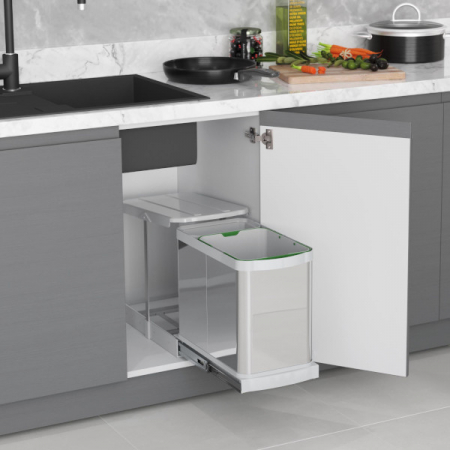 Cos de gunoi incorporabil din otel inoxidabil S2395, colectare selectiva, cu extragere automata, 16+1 litri [2]