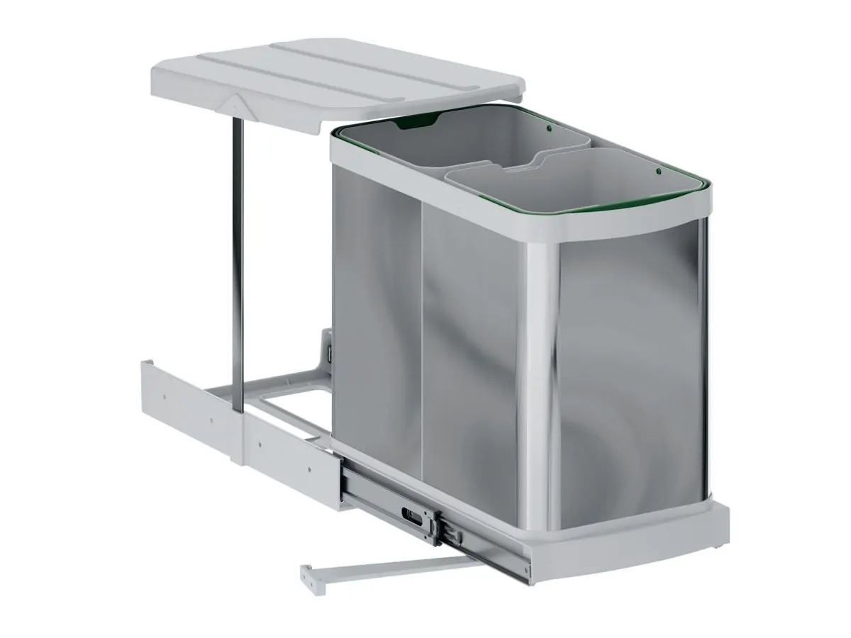 Cos de gunoi incorporabil din otel inoxidabil S2396, colectare selectiva, cu extragere automata, cu doua recipiente 12+12 litri [4]