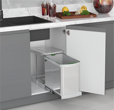 Cos de gunoi incorporabil din otel inoxidabil S2572, cu extragere automata, 24 litri [2]