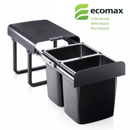 Cosuri de gunoi - Cos de gunoi incorporabil Ekko Black Bio, colectare selectiva, cu 2 compartimente x 16 litri