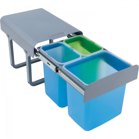 Cosuri de gunoi - Cos de gunoi incorporabil Ekko, colectare selectiva, cu 1 compartiment x 16 litri si 2 x 8 litri