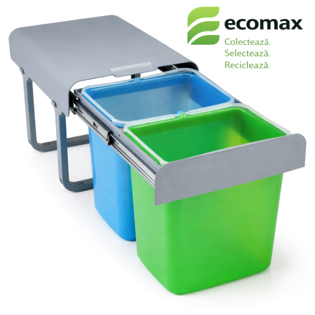 Cosuri de gunoi - Cos de gunoi incorporabil Ekko, colectare selectiva, cu 2 compartimente x 16 litri
