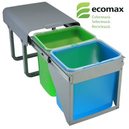 Cos de gunoi incorporabil Ekko Front, colectare selectiva, cu 2 compartimente x 16 litri [0]