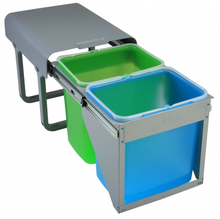 Cosuri de gunoi - Cos de gunoi incorporabil Ekko Front, colectare selectiva, cu 2 compartimente x 16 litri