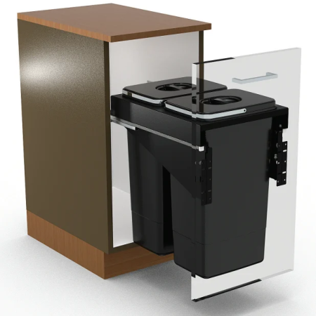 Cos de gunoi incorporabil Front 40, colectare selectiva, cu doua compartimente x 26 litri [2]