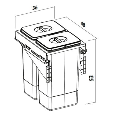 Cos de gunoi incorporabil Front 40, colectare selectiva, cu doua compartimente x 26 litri [1]