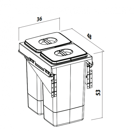 Cos de gunoi incorporabil Front 40 cu doua compartimente x 26 litri [2]