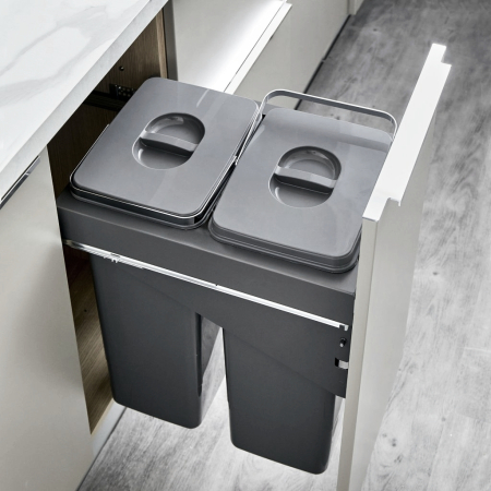 Cos de gunoi incorporabil Front 45, colectare selectiva, cu doua compartimente x 26 litri [3]