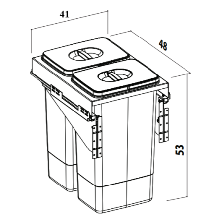 Cos de gunoi incorporabil Front 45, colectare selectiva, cu doua compartimente x 26 litri [4]