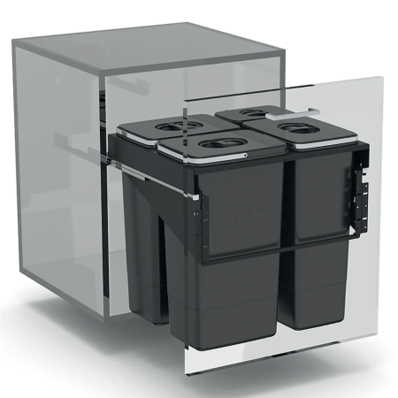 Cos de gunoi incorporabil Front 60, colectare selectiva, cu trei compartimente x 26 litri si un compartiment x 7 litri [2]