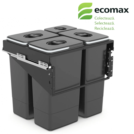 Cosuri de gunoi - Cos de gunoi incorporabil Front 60, colectare selectiva, cu trei compartimente x 26 litri si un compartiment x 7 litri