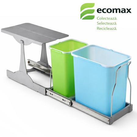 Coș gunoi încorporabil Ecomax Patty 30, colectare selectivă, 16 l + 8 l [0]