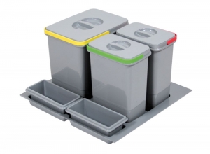 Cosuri de gunoi - Cos de gunoi Praktico incorporabil in sertar, cu 3 recipiente, pentru corp de 600 mm latime H:300mm