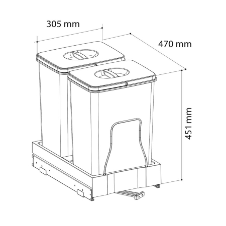 Cos de gunoi incorporabil, Patty Automatic, colectare selectiva cu 2 recipiente x 20 litri [1]