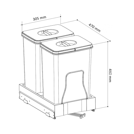 Cos de gunoi incorporabil, Patty Automatic, colectare selectiva cu 2 recipiente x 20 litri [1]