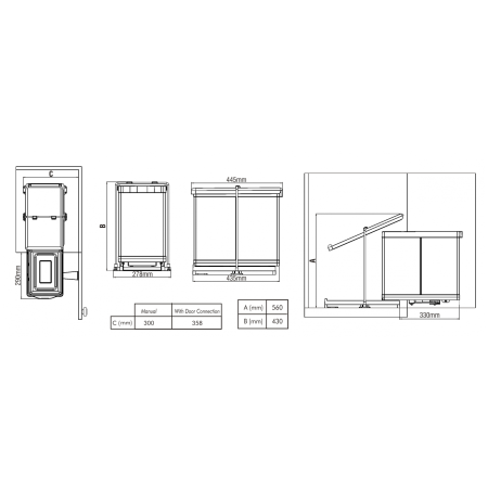 Cos de gunoi incorporabil Pelikan 21100, cu extragere automata, cu un recipient de 20 L si una de 1 L, antracit [3]