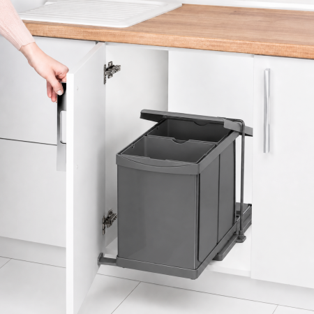 Cos de gunoi incorporabil Pelikan 21200, colectare selectiva, cu extragere automata, cu doua recipiente de 14 L, antracit [2]