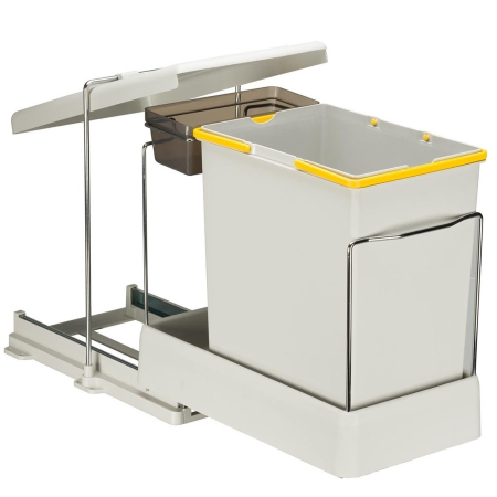 Cosuri de gunoi - Cos de gunoi incorporabil Pelikan 21500, cu extragere automata, cu un recipient de 20 L si unul de 1 L, gri deschis