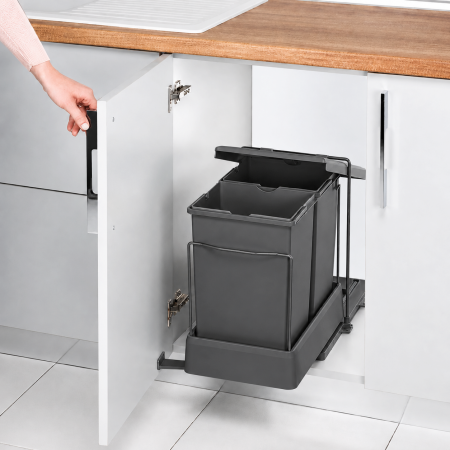 Cos de gunoi incorporabil Pelikan 21550, colectare selectiva, cu extragere automata, cu doua recipiente x 14 L, antracit [2]