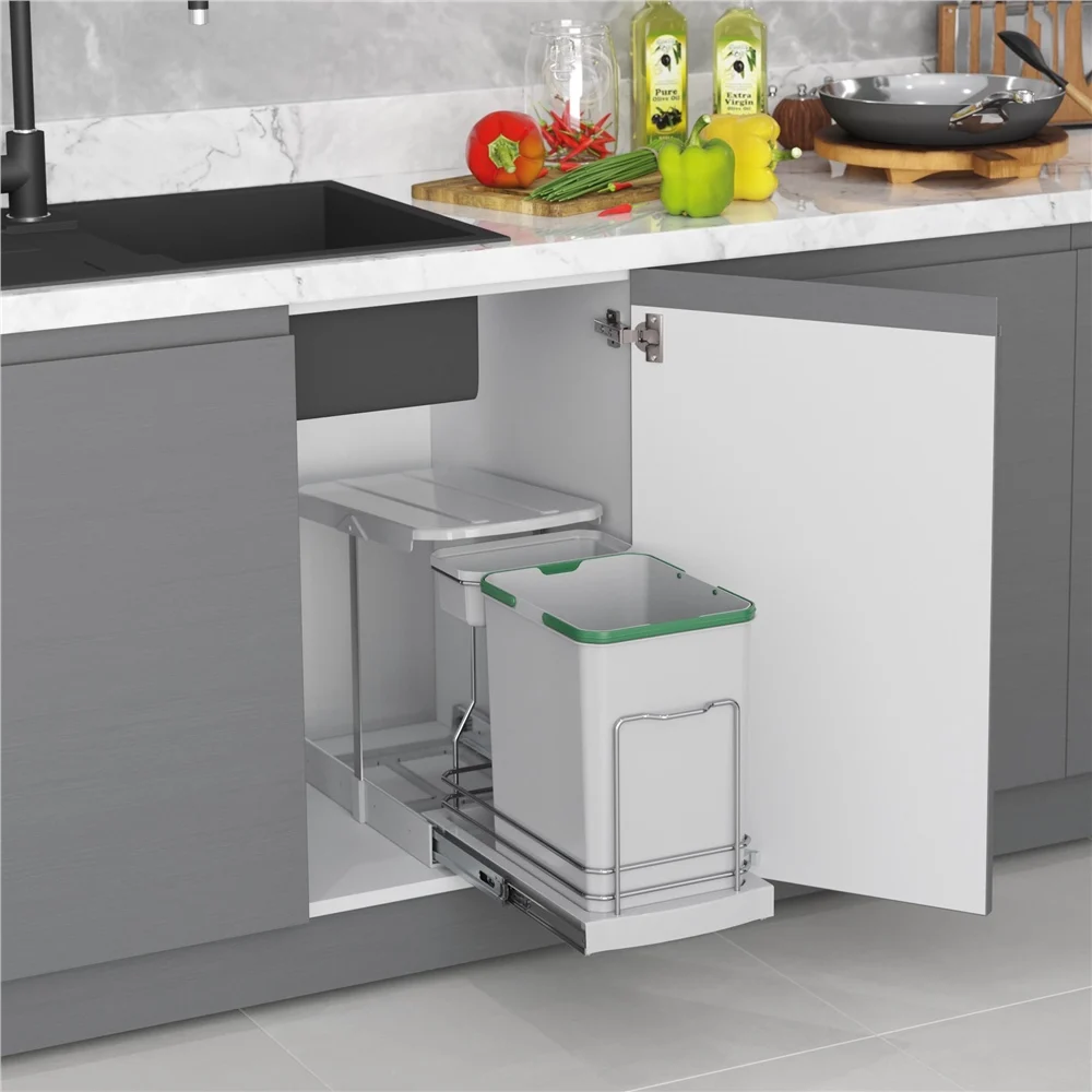 Coș gunoi încorporabil Starax S-2391-G – 16 l + 1 l, gri, cu extragere automată [5]