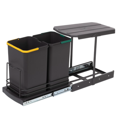 Cos de gunoi incorporabil S2392A, colectare selectiva, cu extragere automata, cu doua recipiente 12+12 litri, antracit [7]