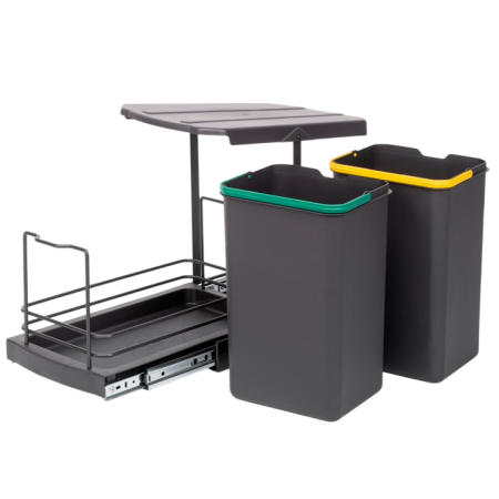 Cos de gunoi incorporabil S2392A, colectare selectiva, cu extragere automata, cu doua recipiente 12+12 litri, antracit [1]