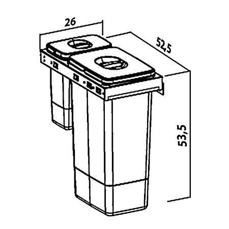 Cos de gunoi incorporabil Smart Inox, colectare selectiva, cu un compartiment de 26 litri si un compartiment de 7 litri [1]