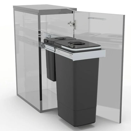 Cos de gunoi incorporabil Smart Inox, colectare selectiva, cu un compartiment de 26 litri si un compartiment de 7 litri [2]