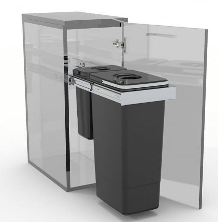 Cosuri de gunoi - Cos de gunoi incorporabil Smart Inox cu un compartiment de 26 litri si un compartiment de 7 litri