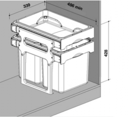 Cos de gunoi incorporabil Tank, colectare selectiva, cu 2 recipiente 2 x 16 litri si tavita multifunctionala [1]