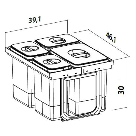 Cos de gunoi Jazz 45 incorporabil in sertar, colectare selectiva, 1 compartiment x15 litri si 3x7 litri, H300 mm [5]