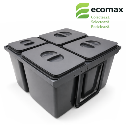 Cosuri de gunoi - Cos de gunoi Jazz 60 incorporabil in sertar, colectare selectiva, 3 compartimente x15 litri si 1x7 litri, H300 mm