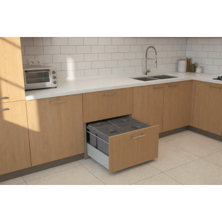 Cos de gunoi Jazz 60 incorporabil in sertar, colectare selectiva, 3 compartimente x15 litri si 1x7 litri, H300 mm [3]