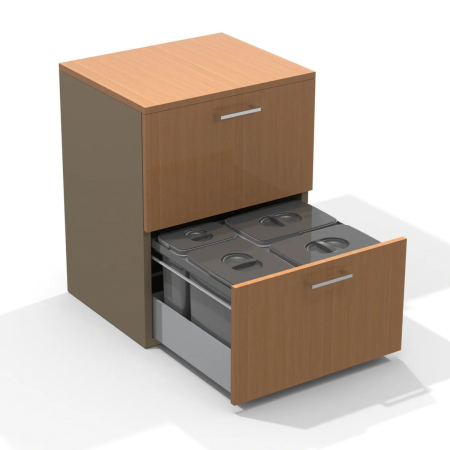 Cos de gunoi Jazz 60 incorporabil in sertar, colectare selectiva, 3 compartimente x15 litri si 1x7 litri, H300 mm [2]